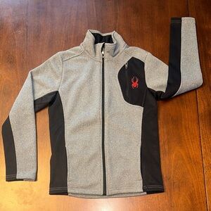 Spyder Kids Lightweight Jacket in Gray and Black with Red Logo